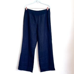 Jones New York Wide Leg Lagonlook Linen Womens Pants Size M Black Minimalist